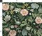 Dark Green Botanical Vines Pink Blue Flowers Moody Hand Drawn Traditional Custom Printed Fabric by Spoonflower Various Fabrics by the Yard or Fat Quarter